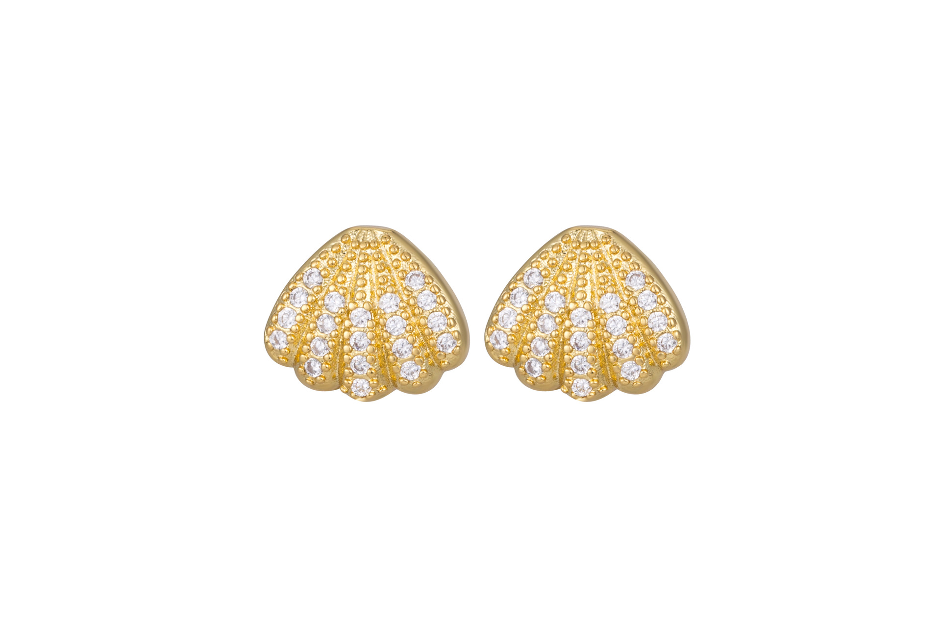 1 Pair Simple Style Shell Inlay Copper Zircon Ear Studs display picture 2