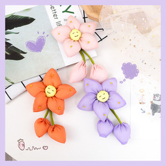 鬱金香色五角星花卉胸針批發diy小禮品可愛田園風箱包裝飾品配件