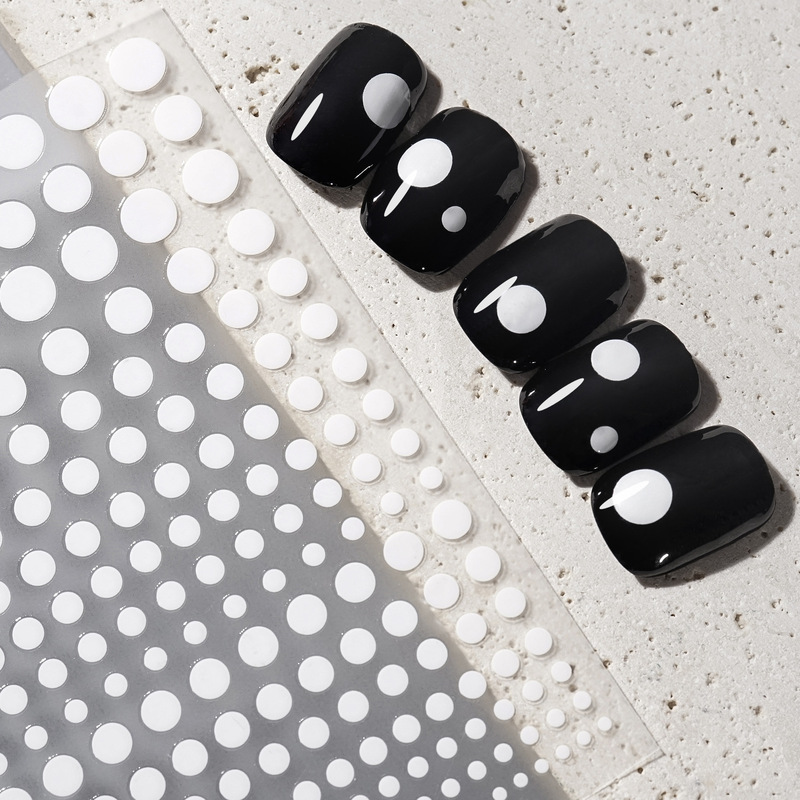 Nail Art Adhesive Stickers New Black and White Polka Dot Summer Simple Nail Stickers Decorative Decals
