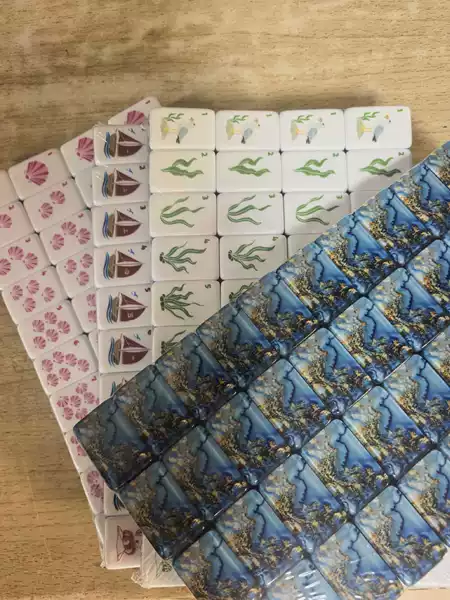 (Wholesale in Stock) American-Style Mahjong Tiles, Acrylic, Size 32, Ocean Sail Design, 160 Tiles, for Home Entertainment, Hand-Shuffled Mahjong