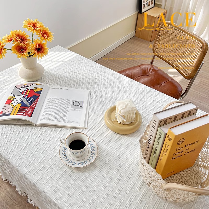 Blanco puro ins toal de mesa de dormitorio almohadilla de mesa alta sensación toal de mesa redonda postre toal de mesa larga sensación de fondo toal de mesa