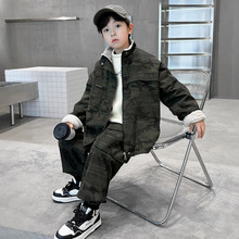 儿童装男童加绒套装秋冬款2025新款冬装男孩加厚运动中大童冬季潮