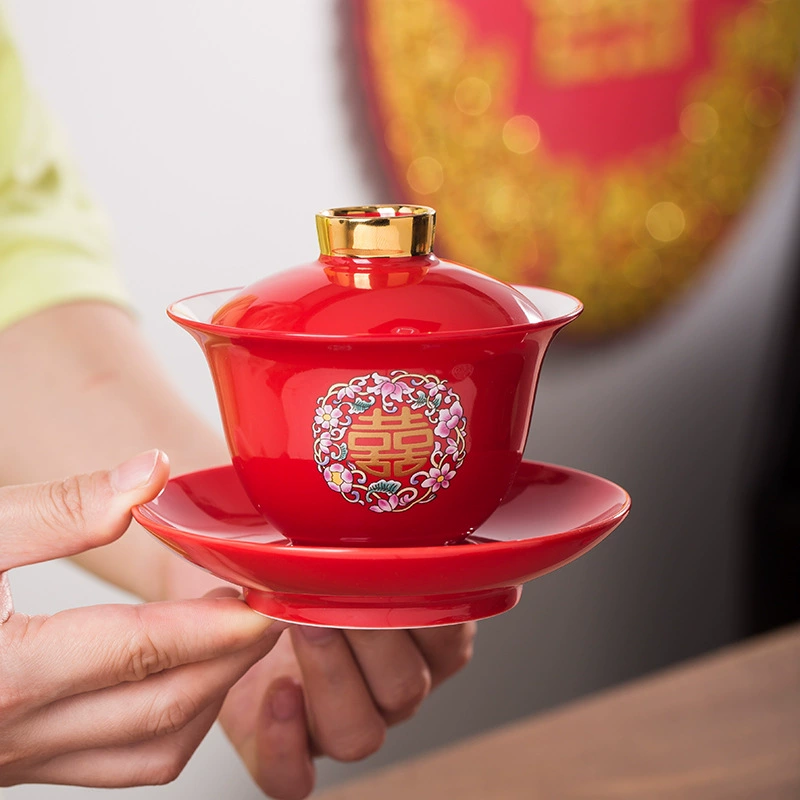 Red ceramic tea cup, tea set, Birthday gift