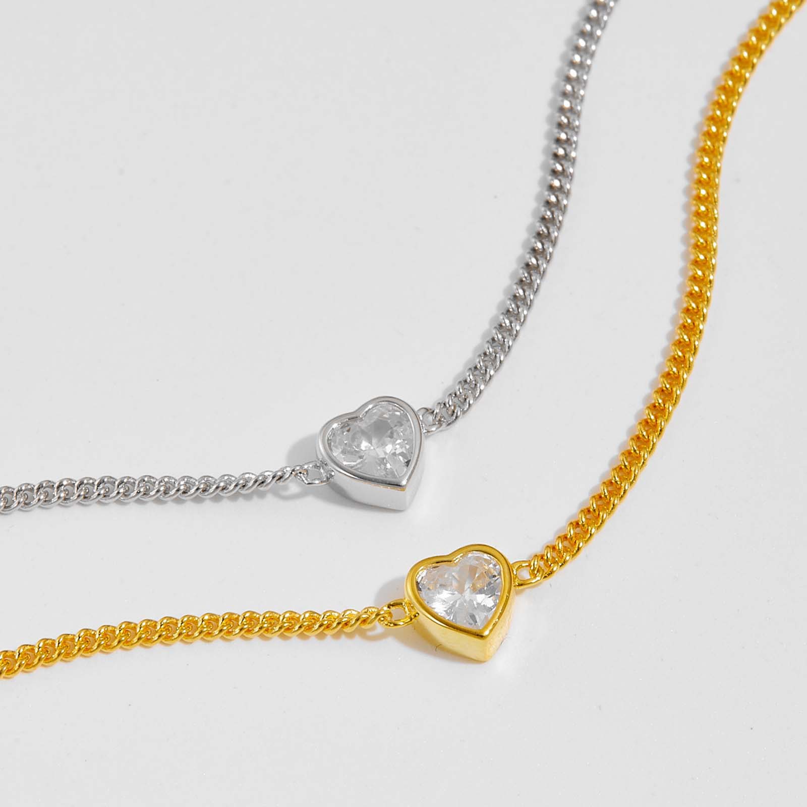 Holiday, Daily Occasion 925 Sterling Silver Material Heart Shape Pattern 925 Sterling Silver Bracelets Simple Style Commute