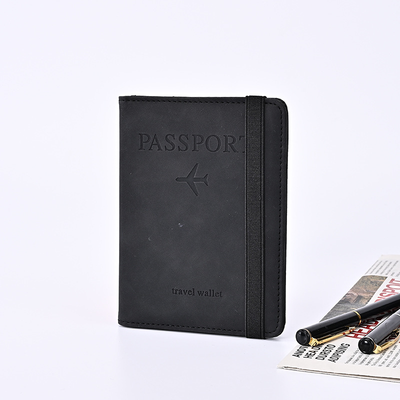 Cruzar la frontera de cuero de la PU nueva bolsa de pasaporte de viaje personalizado RFID Multi-función bolsa de almacenamiento de documentos simple en stock al por mayor