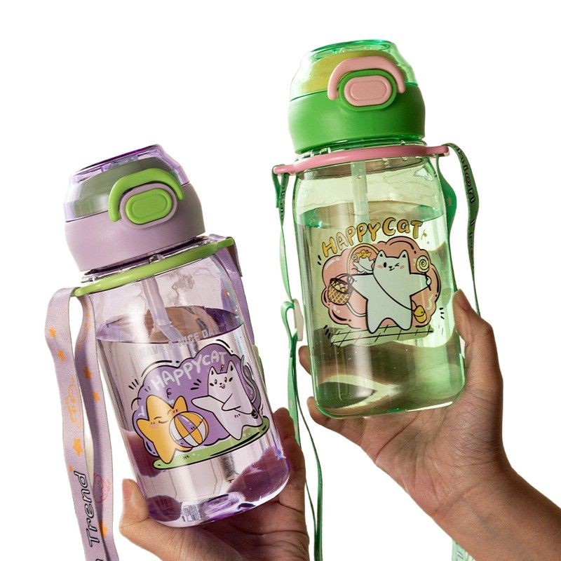 Shanghe taza portátil de sorbo de doble bebida taza de agua para niños de alto valor para niños y niñas al aire libre jardín de infantes botella de mensajero al por mayor
