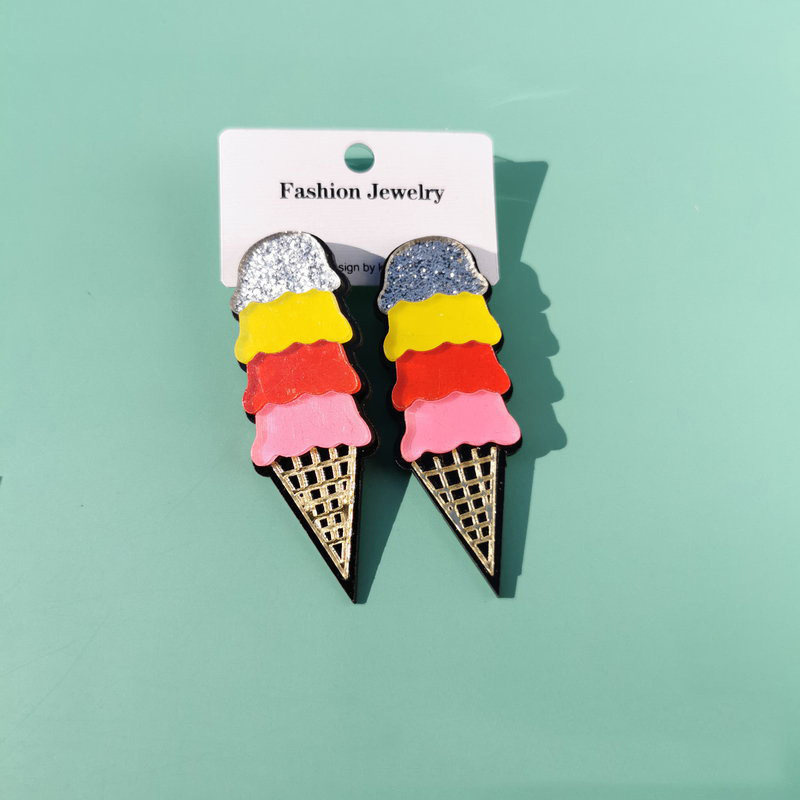 European And American Fashion Acrylic Egg Ice Cream Lemon Strawberry Earrings display picture 13