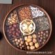 Solid Wood Dried Fruit Box Chinese Round Nine-Square Grids Candy Nut Tray Walnut Color Divided Coffee Table Snack Candy Tray