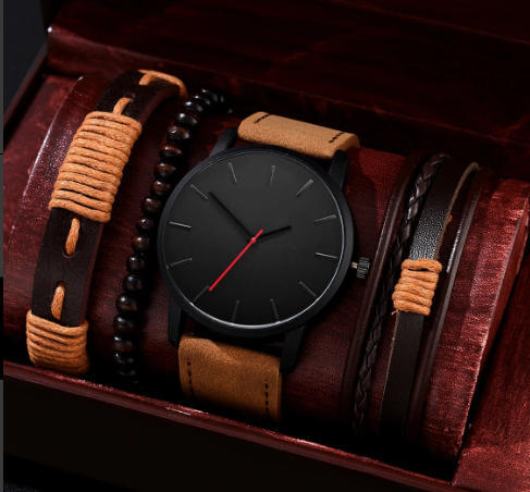 Reloj pulsera de los hombres traje único calendario falso tres ojos lona reloj de cuarzo + pu pulsera traje reloj de los hombres