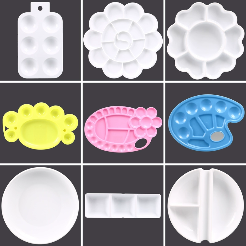 ✅ Пластиковая палитра Guangzu, тарелка для рисования в форме цветка сливы, поднос для рисования, палитра для учеников начальной школы, белая