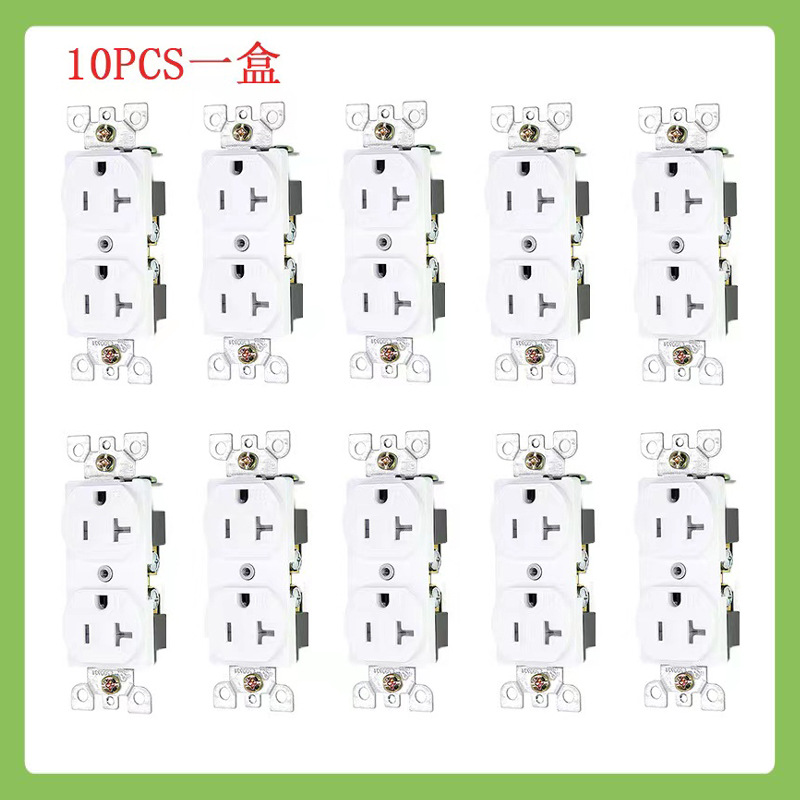 10个装NEMA 5-20R美式双联插座 美标六孔墙壁插座 美规双胞胎插座