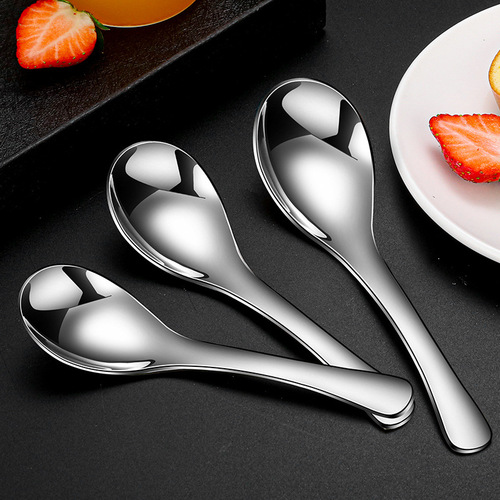 Creative and cute stainless steel soup spoon for household use, small teaspoon for children's meals