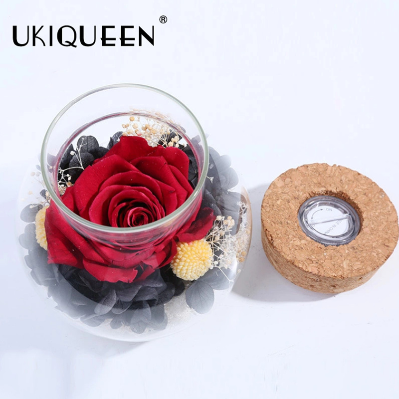 Yunnan inmortalidad flor rosa botella de deseo copa de vidrio temporada de graduación para maestros y estudiantes regalos de cumpleaños superiores al por mayor