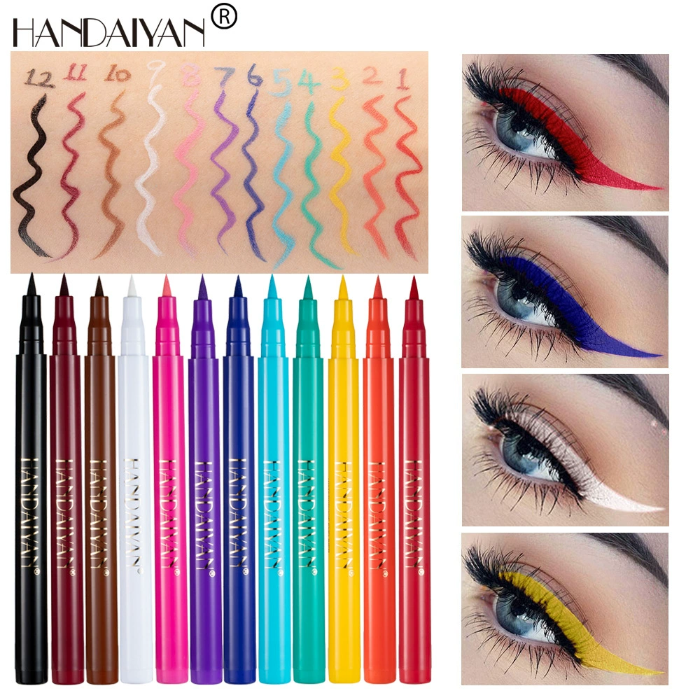 Eye Pencil (HANDAIYAN) Rainbow Makeup Primer, Waterproof Smudge‑Proof, 12 Colors, 1.6 g