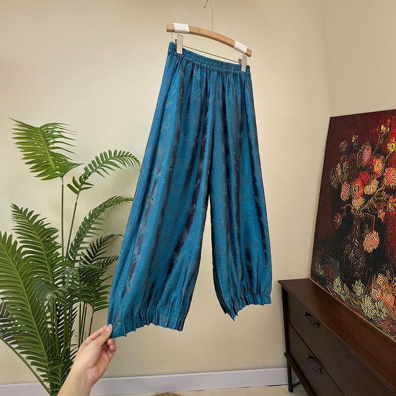 【Zhi Li】New Chinese-Style Jacquard Butterfly Shimmer Skinny Pants 2026 Summer New Loose Casual Personality Pants
