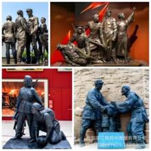 定制玻璃钢人物雕塑红色文化广场景观雕塑军人战士仿铜雕塑厂家