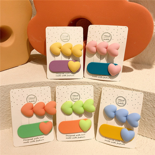 Korean version of children's hair clip, cute princess love color matching BB clip, girl's baby broken hair clip, Internet celebrity pressure clip headwear