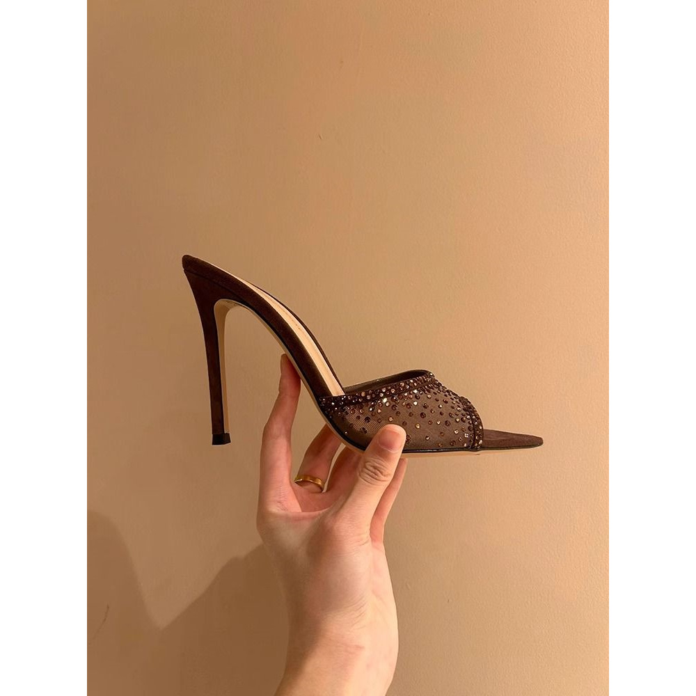 2026 New Open-Toe Pointed Mesh Rhinestone Sandals For Women, Summer Outdoor Elegant Thin-Heeled High-Heel Slippers_vogvips.com