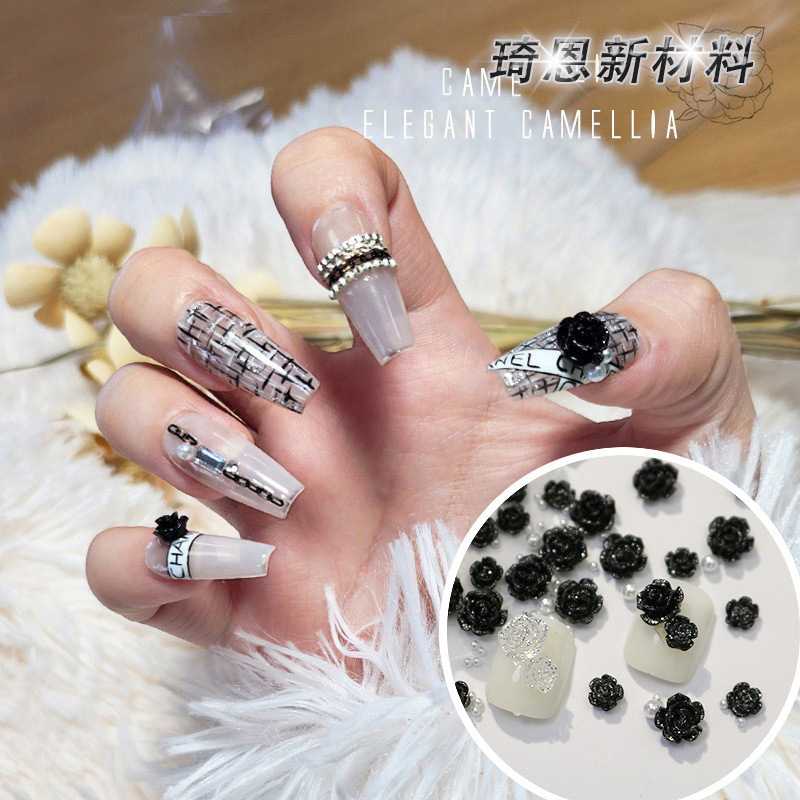 Dark small fragrant wind manicure Camellia jewelry wholesale flash stereo rose nail decorations manicure accessories Dark small fragrant wind manicure Camellia jewelry wholesale flash stereo rose nail decorations manicure accessories