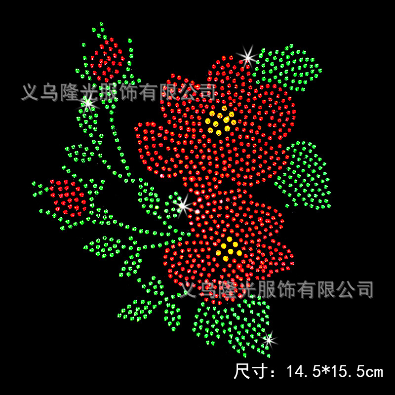 工厂直销烫图烫钻小额批发 布贴双花红色潮流女装T恤衣服配件辅料