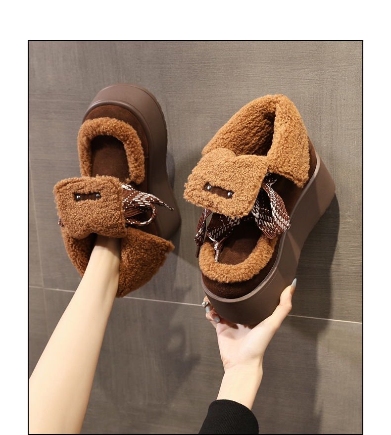 Giày boot nữ cổ cao lót nhung chống trượt đế dày tăng chiều cao — Màu cà phê chi tiết 17