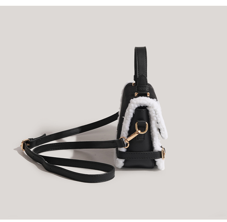 Women's genuine handbags for women 2024 plush lock small square bag high end versatile messenger bag_voghion.com