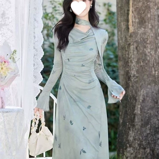 高级感收腰超仙气质绝美巨新中式国风改良旗袍好看的早秋连衣裙女