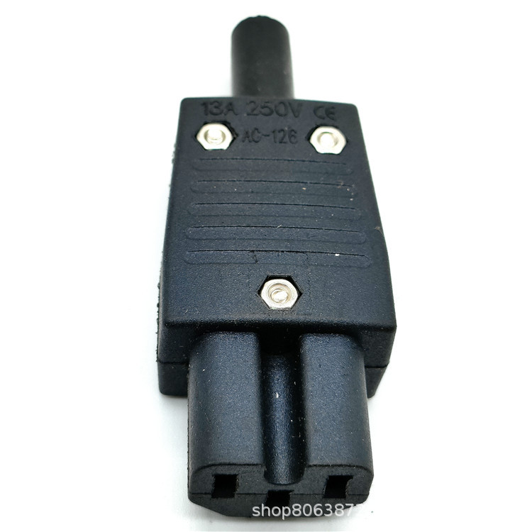 供应WD-09带3芯插头·品字公母插头·3芯电源电瓶车充电插头