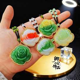 新款复古风长款花朵牡丹花吊坠毛衣链项链吊坠挂件项链金框花吊坠