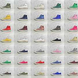 1970s 帆布鞋莆田纯原奶茶经典黑高帮女款学生低帮软蓝底情侣板鞋