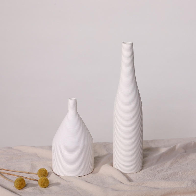 Nordic ins florero de cerámica blanca simple sala estar creativa flor seca arreglo decoración suave accesorios para el hogar al por mayor