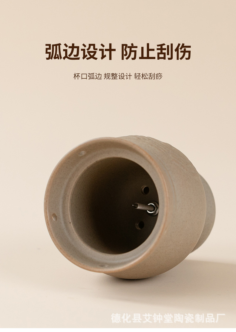 Bian Stone Moxa Jar Taiji Ceramic Warm Moxibustion Cup Double Layer Heat Insulation Home Gua Sha Tool 230g key features