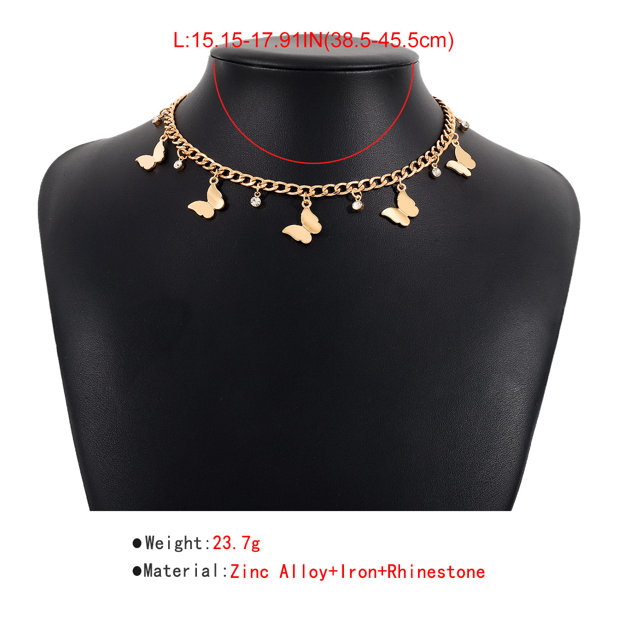 Fashion Butterfly Alloy Iron Plating Inlay Rhinestones Womenu0027S Necklace 1 Piece
