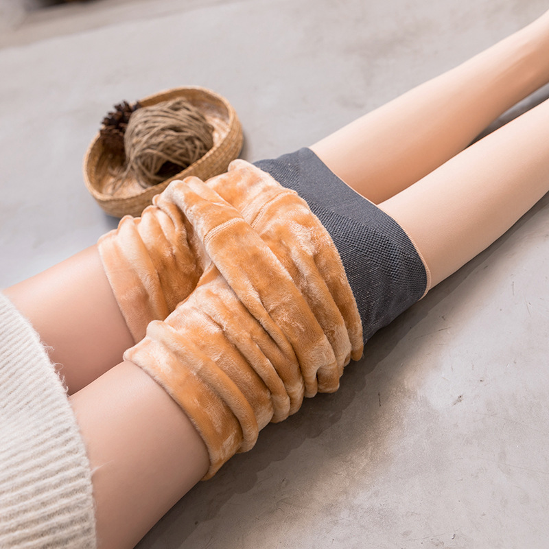 230克加绒保暖裤女装加绒加厚保暖打底光腿一体打底裤子高腰设计