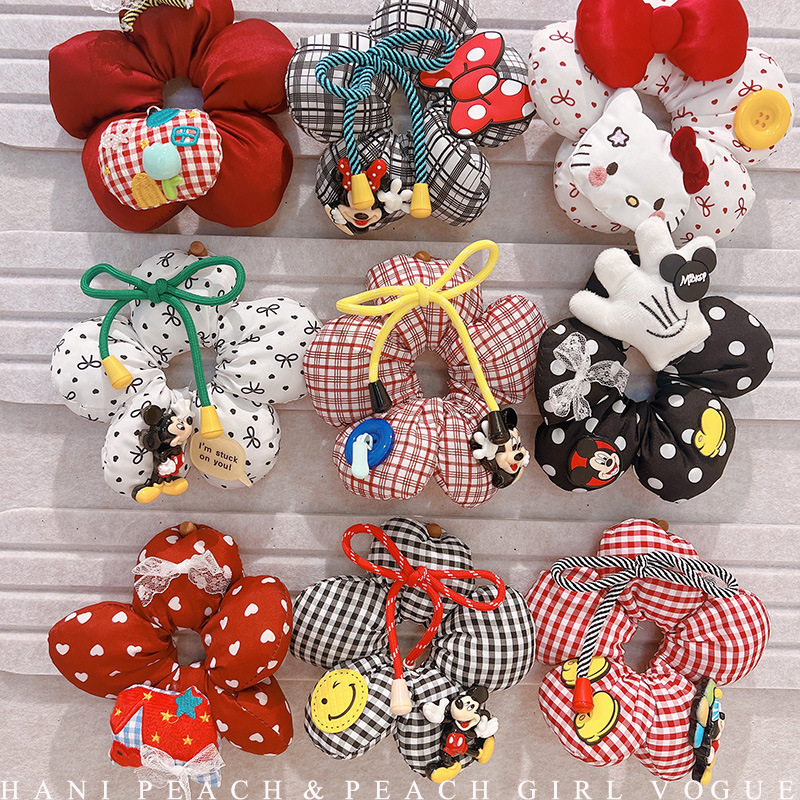 HD6367A03 アンコラレッドレトロ大型綿充填ヘアゴムパーソナライズされたニッチヘアネクタイヘアアクセサリー女性用|undefined