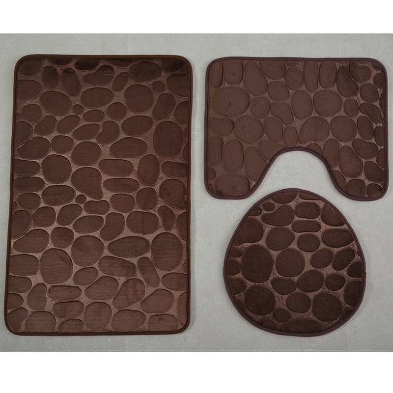 Transfronterizo Amazon 3D Pebble inodoro de tres piezas baño absorbente alfombra de piso baño antideslizante alfombra de piso esponja