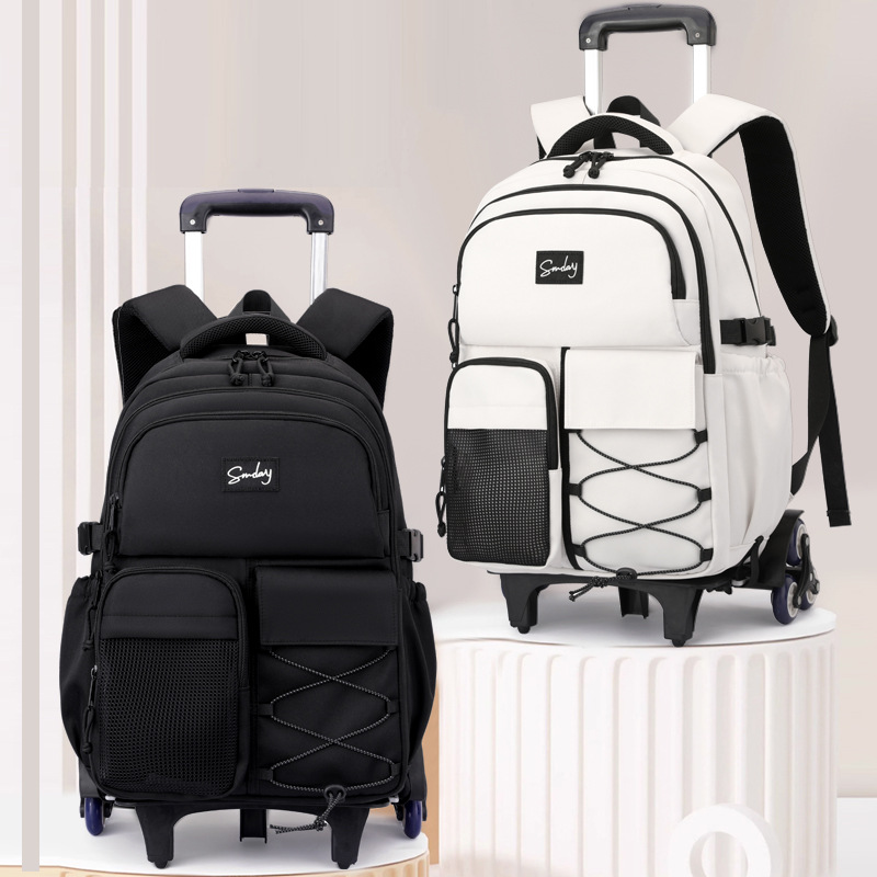 Mochila de tracción para niños de peces naturales, estudiantes de primaria de grado 3 - 6 pueden escalar escaleras, moda de alta capacidad, bolsas de tracción de escuela secundaria