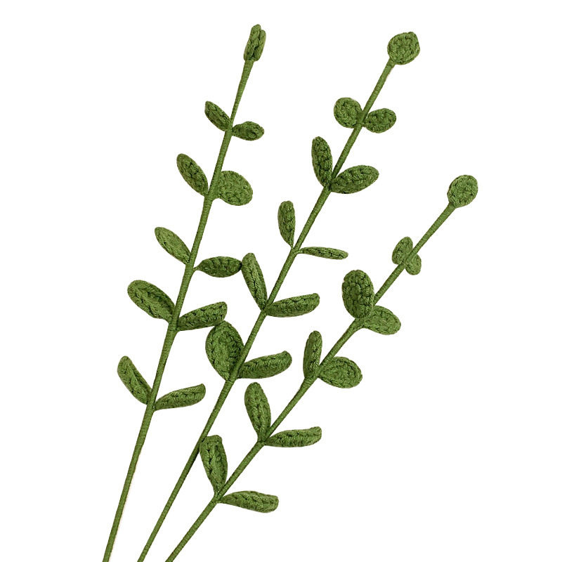Hoja de eucalipto flor artificial lana tejido ramo de flores artificiales sala de estar decoración arreglo floral eterna decoración floral
