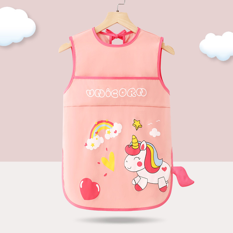 Pintura infantil mono bebé comiendo babero sin mangas impermeable reverso vestir pintura arte kindergarten manga larga babero