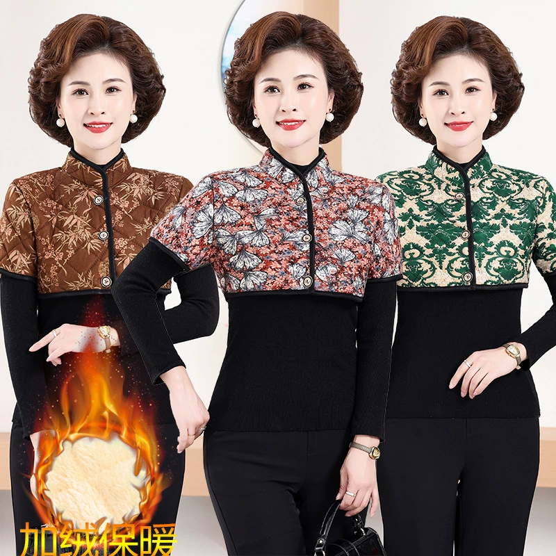 Новый синий и белый фарфор зимний бархатный толстый рукав с короткими рукавами