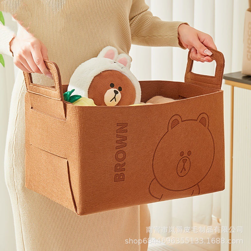 3MM car trunk bear cartoon self-adhesive bag sundries car folding large storage box cover snack storage