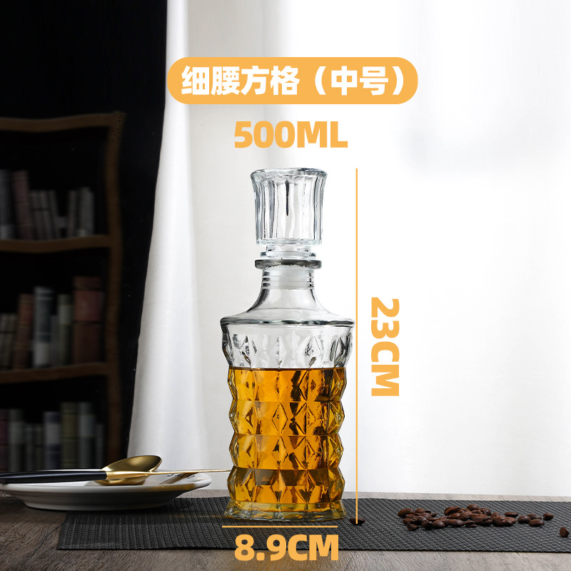 500ml cuadrado mediano de cintura delgada; transparente