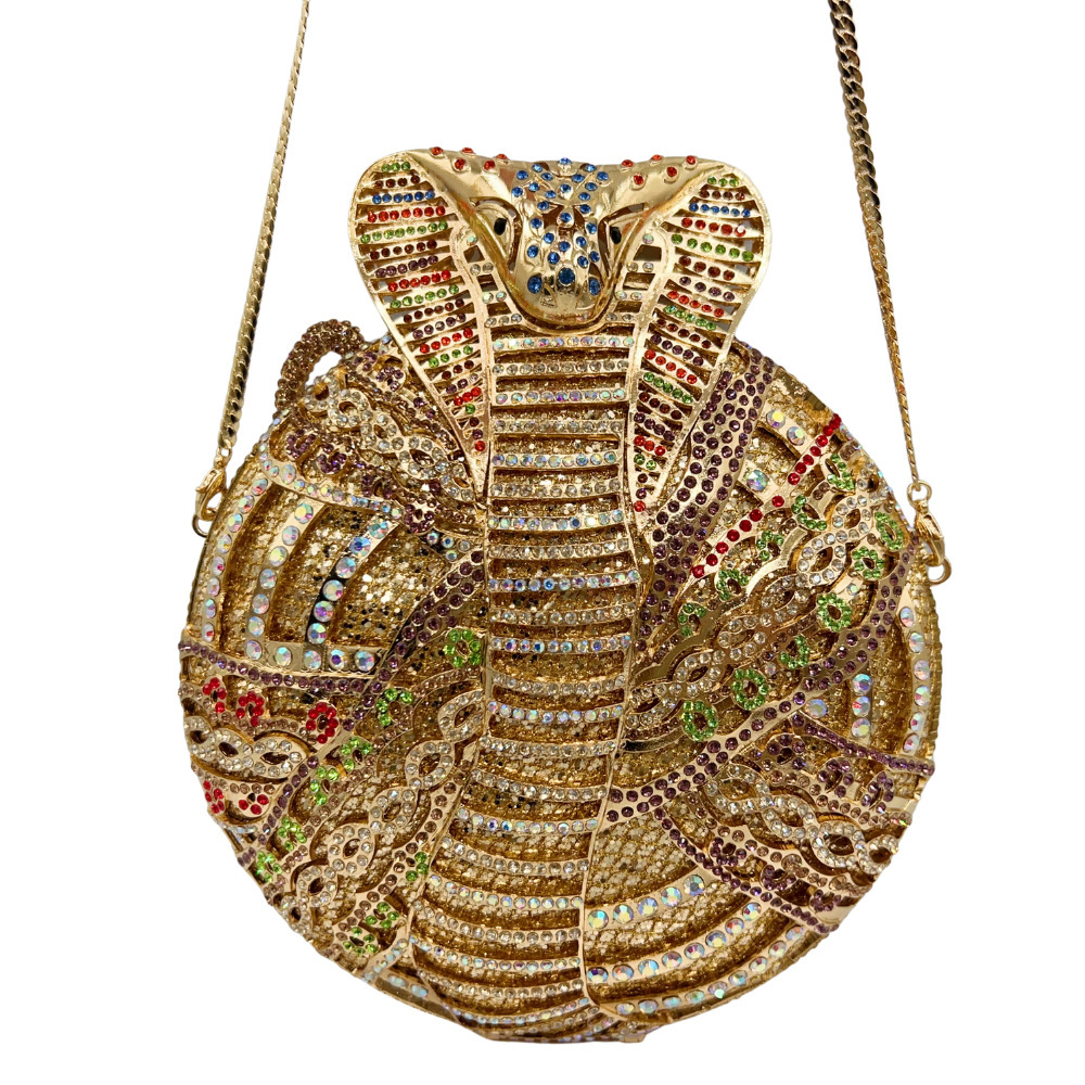 Cobra Rhinestone bolsa hueco cobra egipcio diamantes bolsas de banquete diamantes bolsas de mano de mujer