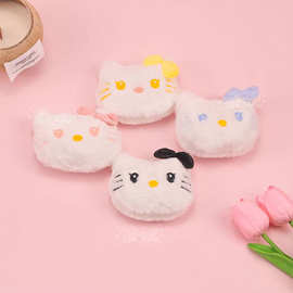厂家直销彩色蝴蝶结大号毛Kitty毛绒配件发夹胸针包辅料充棉材料