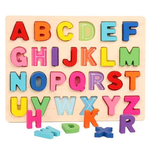 Cross-border specializes in digital letter three-dimensional jigsaw cognitive children's educational toys baby literacy wooden puzzles wholesale