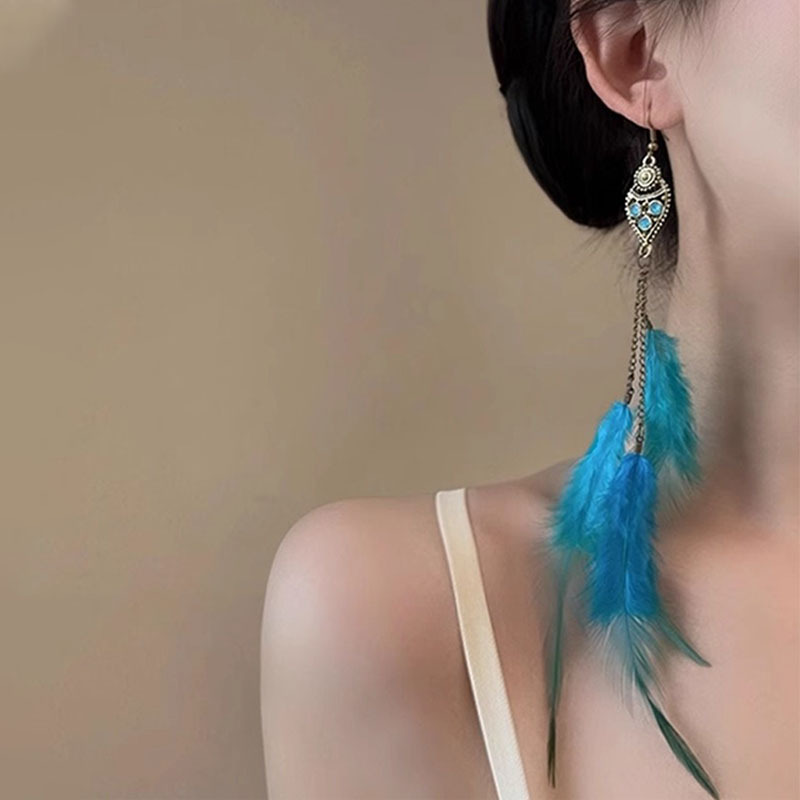 镶钻镂空羽毛流苏耳环女超仙甜美温柔百搭耳钩小众高级感耳饰批发|undefined