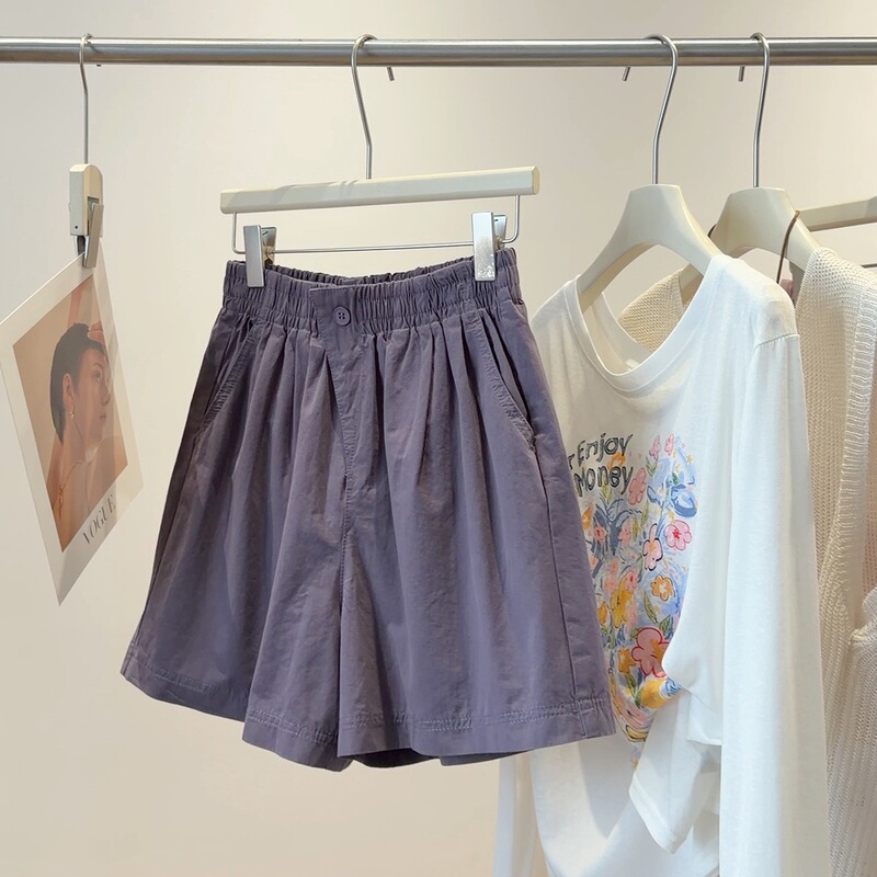High-Waisted Casual Shorts for Women, Summer Loose Wide-Leg Thin A-Line Slimming Versatile Hot Pants, Trendy on Instagram