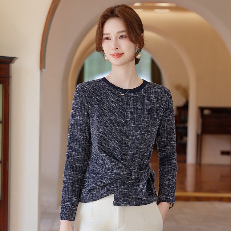 一件代发时尚妈妈装圆领打底衫2025春秋季新款长袖T恤女显瘦上衣|undefined
