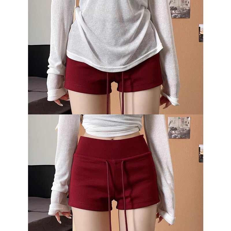 Red Spicy Girl Sports Shorts for Women, Summer 2026 New Style, Petite Drawstring Yoga Shorts, Hip-Hugging, Slimming, Low-Waist Hot Pants Red Spicy Girl Sports Shorts for Women, Summer 2026 New Style, Petite Drawstring Yoga Shorts, Hip-Hugging, Slimming, Low-Waist Hot Pants
