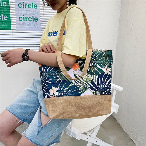Fashion Canvas Bag New Chinese Style Literary Women's Shoulder Bag Simple Tote Bag Large Capacity Women's Handbag Shopping Bag